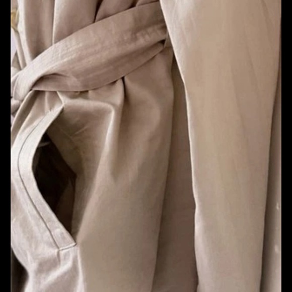 Vintage 2 Piece Women’s Double Breasted Trench Coat XL Tan Beige Belt Pockets - Picture 7 of 14